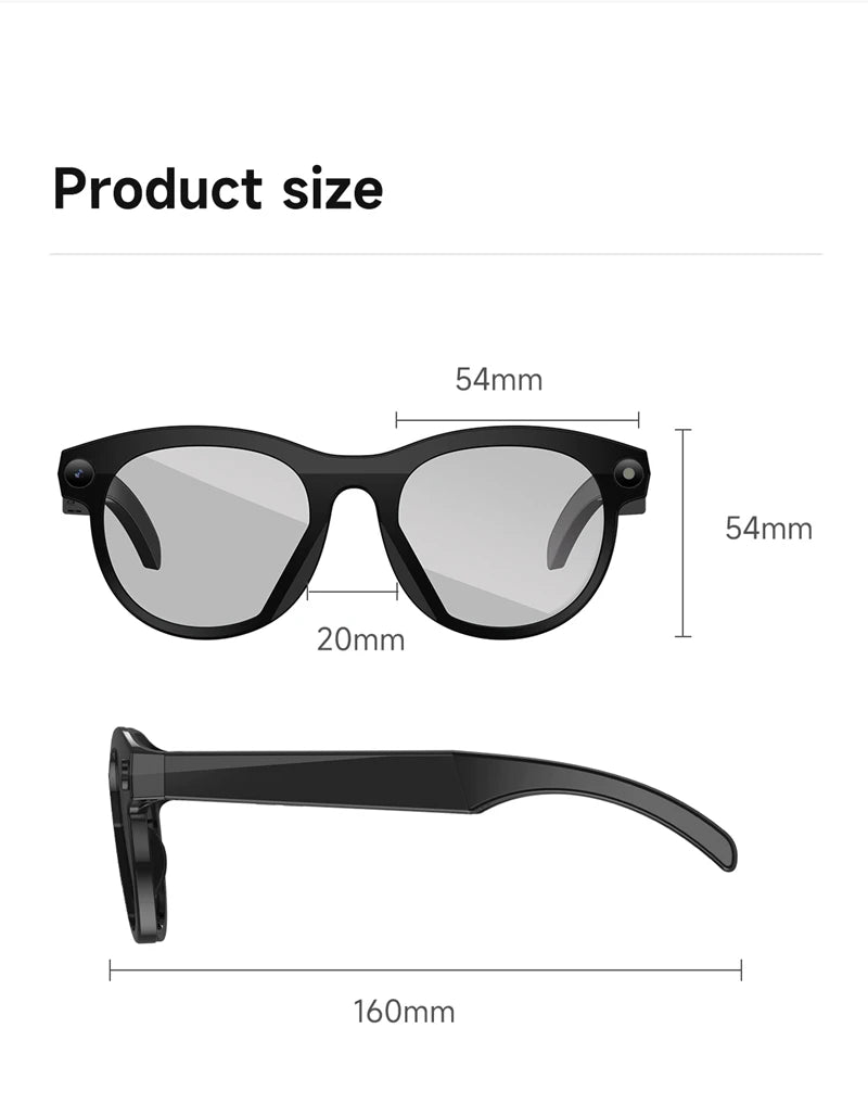 Lunettes Intelligentes AI MIJIA – Caméra, Musique, Assistant Vocal et Traduction IA. Smart Glasses MIJIA AI – HD Camera, Real-Time Translation & Bluetooth Audio