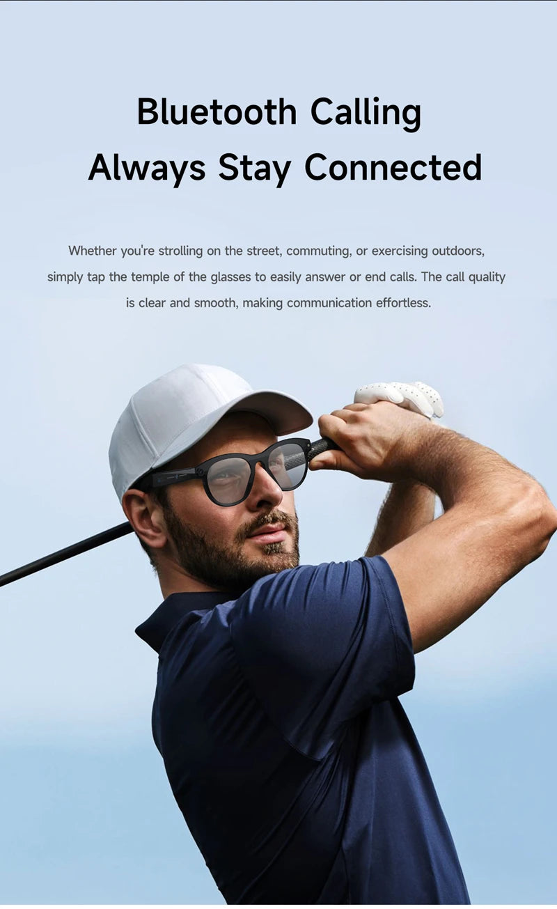 Lunettes Intelligentes AI MIJIA – Caméra, Musique, Assistant Vocal et Traduction IA. Smart Glasses MIJIA AI – HD Camera, Real-Time Translation & Bluetooth Audio