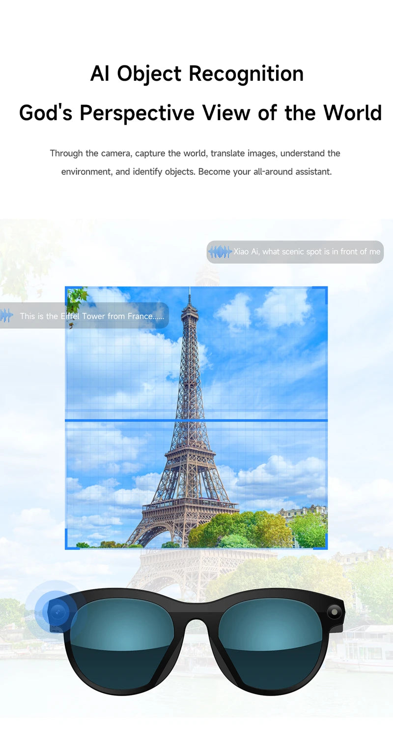 Lunettes Intelligentes AI MIJIA – Caméra, Musique, Assistant Vocal et Traduction IA. Smart Glasses MIJIA AI – HD Camera, Real-Time Translation & Bluetooth Audio